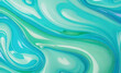 背景、バナー用の液体流体テクスチャーを持つティール色の青と緑による抽象的な水彩絵の具の背景