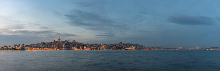 Wall Mural - Istanbul Bosphorus Strait Panorama at Sunset