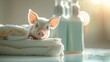 Adorable spa pig: cute and pampered pig enjoying relaxing spa treatments, a charming and delightful scene of animal wellness and indulgence, perfect for showcasing relaxation and cuteness