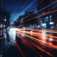 Wall Mural - Abstract light trails in an urban setting.