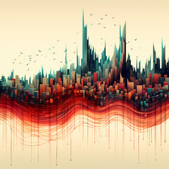 Wall Mural - Abstract representation of a citys heartbeat.