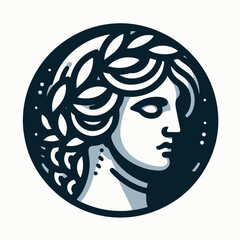 Venus Aphrodite goddess logo icon sticker illustration.