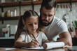 © Kien - Father helping cute girl daughter to do school homework at home