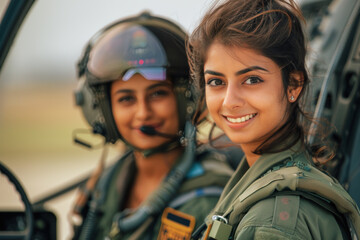 Sticker - Indian woman wearing military pilot uniform in military operations