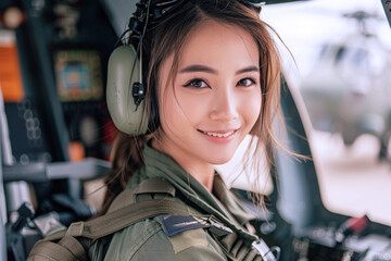 Sticker - Malay woman wearing military pilot uniform in military operations