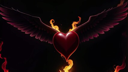 Wall Mural - heart on fire burning. generative ai