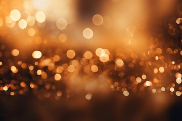 Gold Festive Christmas background. Elegant abstract background with bokeh defocused lights and stars