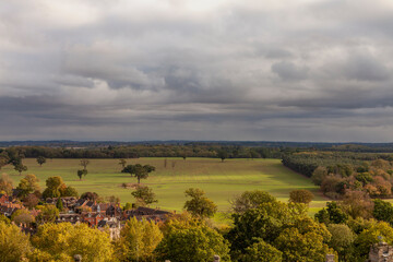 Poster - View from Warwick castle, looking over the town of Warwick, England