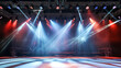 Set of spotlights. various forms of light. Stage projector. Scene background, Light effects.