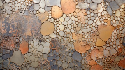 Wall Mural - The surface of the iron plate has a pebble pattern on it with a yellow background.