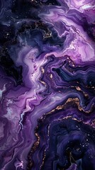 Leinwandbilder - Generative AI : a pastel marble stone texture pattern in an array of dark purple and black colors