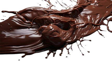 Wall Mural - Collection of PNG. Melted dark chocolate flow isolated on a transparent background.