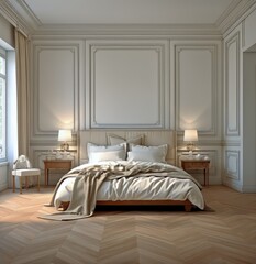 Wall Mural - Classic bedroom interior with embossed plaster walls