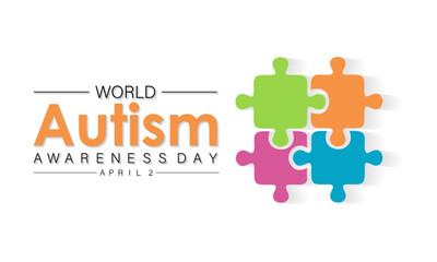 Wall Mural - National Autism Awareness Month Observed every year of April, Vector banner, flyer, poster and social medial template design.