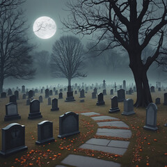 graveyard scene isolated on a transparent background