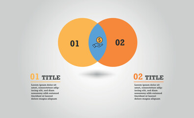 diagram infographics for a two-circle design vector.
