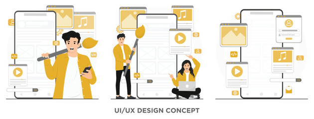 Flat vector ui/ux ui ux design concept illustrator