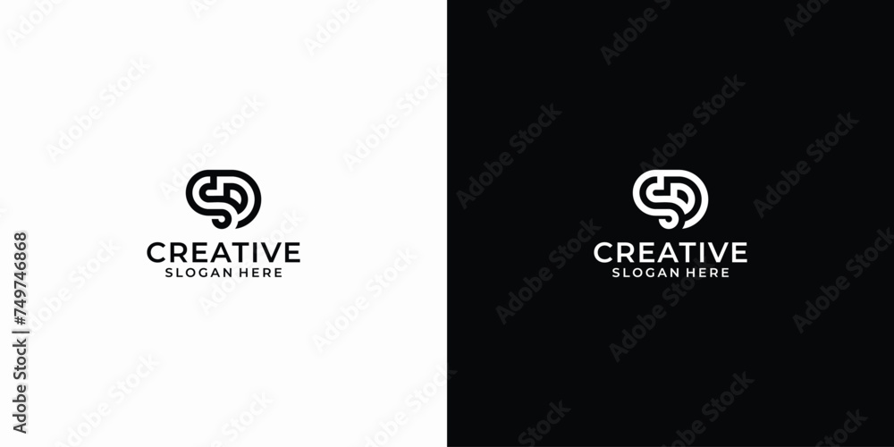 Vector abstract sd ds letter simple style logo design vector ...