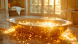 © wcirco - A golden bathtub is surrounded by small, colorful crystals. The sunlight is shining through a window