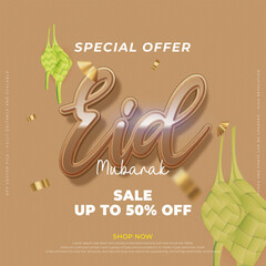 Wall Mural - Vector Eid Sale Promotion Square Banner