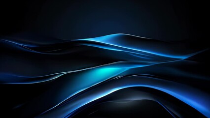 Wall Mural - clean smooth waving blue lines over a black background
