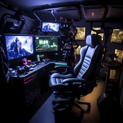 Canvas Print - High-tech virtual reality gaming setup.