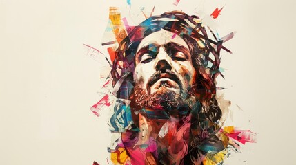 jesus christ. abstract colorful illustration. digital painting.