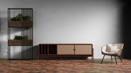 Wall Mural - a chair and a cabinet in a room