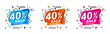 40 percent Off . 40 percent discount, sale, special offer. Vector set . Different color