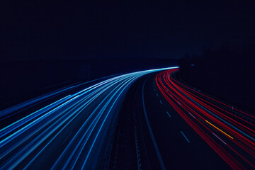 Wall Mural - Langzeitbelichtung - Autobahn - Strasse - Traffic - Travel - Background - Line - Ecology - Highway - Long Exposure - Motorway - Night Traffic - Light Trails - High quality photo	