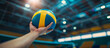 volleyball player hold ball concept background