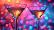 Colorful Cocktails, Sparkling Wine Glasses, Vibrant Drinks, Glittery Glassware.