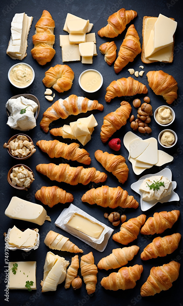 Advertisement picture of Fresh croissant served with butter curls in ...