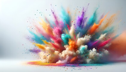 Canvas Print - Beautiful realistic background with colorful powder explosion for holi or dol jatra.