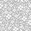 Seamless pattern with small white flowers on gray color. Hand drawn floral pattern for your fabric, summer background, wallpaper, backdrop, textile, Dixie style.