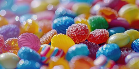 Sticker - Colorful pile of assorted candies, perfect for advertising or food industry promotions