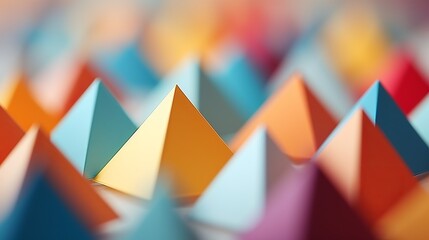 Canvas Print - Geometrical Background with Colorful Paper Pyramids - Selective Focus