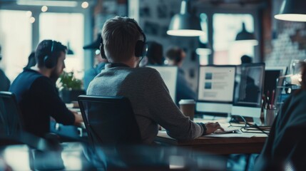 Wall Mural - Person working at desk with computer. Suitable for business and technology concepts