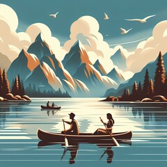 Wall Mural - couple on the boat