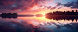Fototapeta Most - Enchanting gradient sunset over a serene lake, casting the cutest and most beautiful reflections on the water.