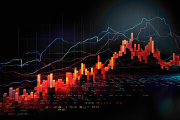 Wall Mural - Experience the beauty of market analysis through uniquely presented and creatively interpreted stock market graphs.