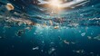 © saichon - Ocean plastic pollution, Plastic garbage bottles under the sea. Plastic bottles floating in the ocean. An image of trash plastic bottles drifting in the ocean.