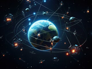  satellites orbit in space showing connectivity