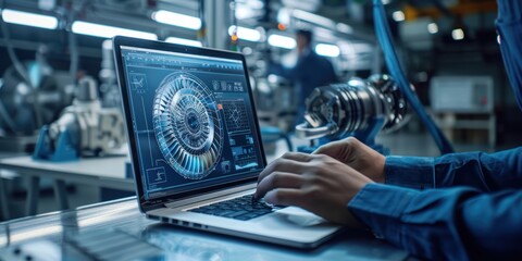 Engineers use computers to design industrial machinery.