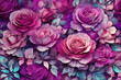 Roses textured grunge craft paper watercolour violet magenta