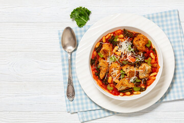 Poster - ribollita, italian soup with bread, beans, veggies