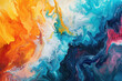 horizontal abstract colourful wavy painting wallpaper background Generative AI