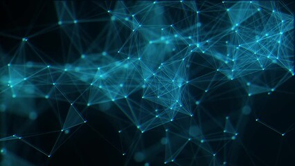 Leinwandbilder - Network connection structure. Blue science background. Abstract digital background. Big data visualization. 3d rendering.