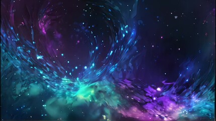 Wall Mural - loop glow and shimmering particle deep blue and purple