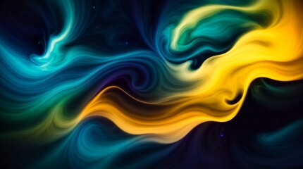 Wall Mural - vivid blue and yellow swirls dance amid a star-studded night